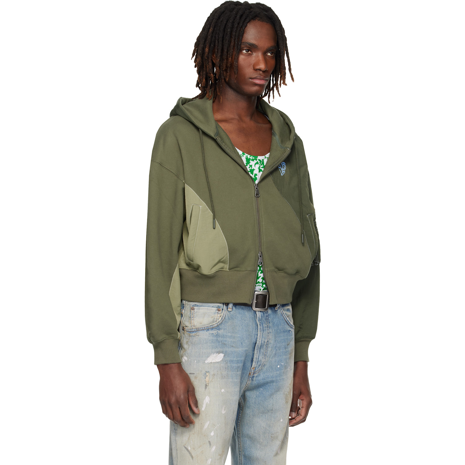  Andersson Bell Khaki Patchwork Ma-1 Zip Up Hoodie 
