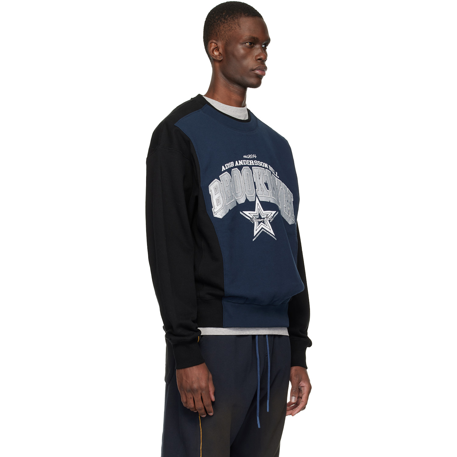  Andersson Bell Black & Navy Arch Logo Layered Sweatshirt 