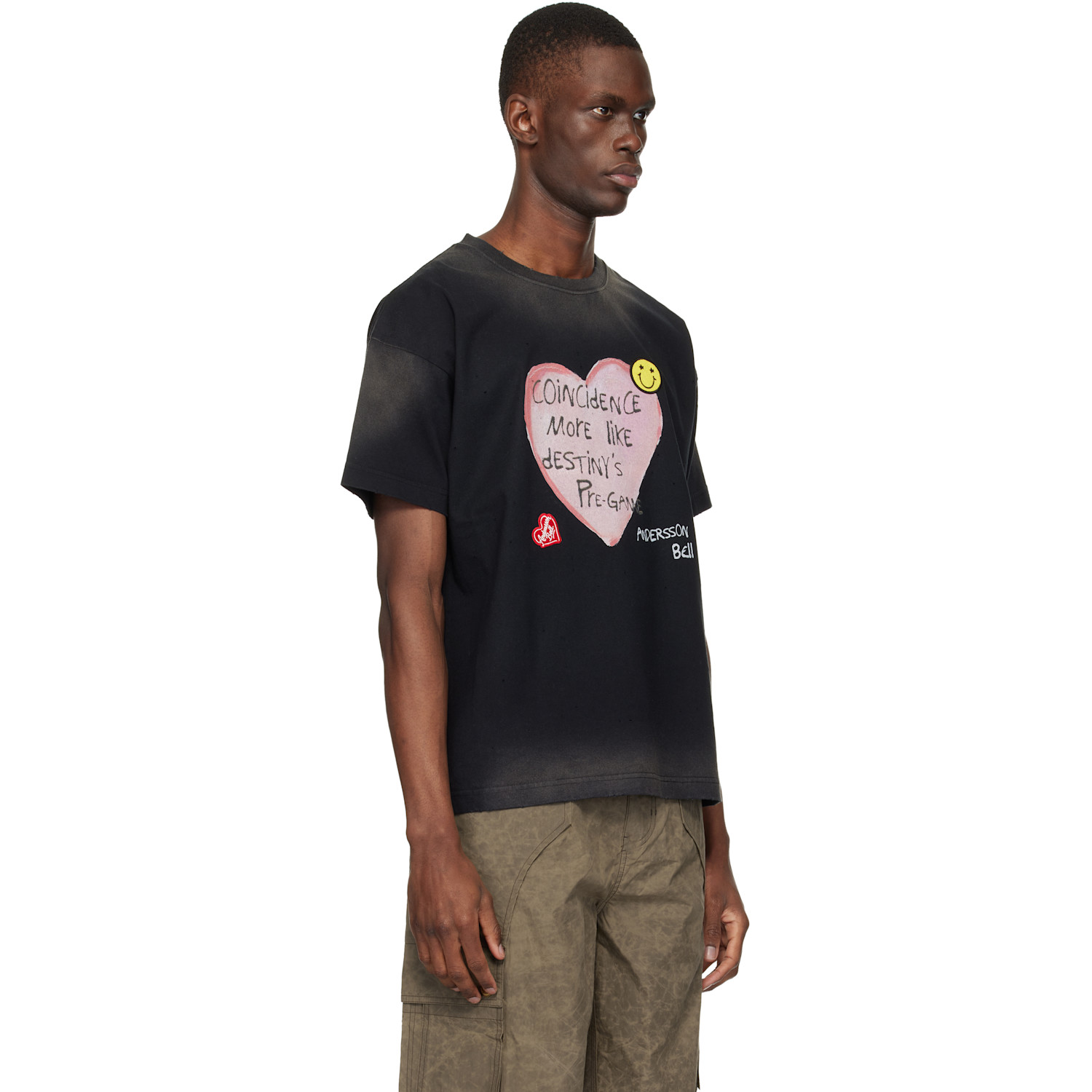  Andersson Bell Black Essential Spray Wash Heart Message T-shirt 