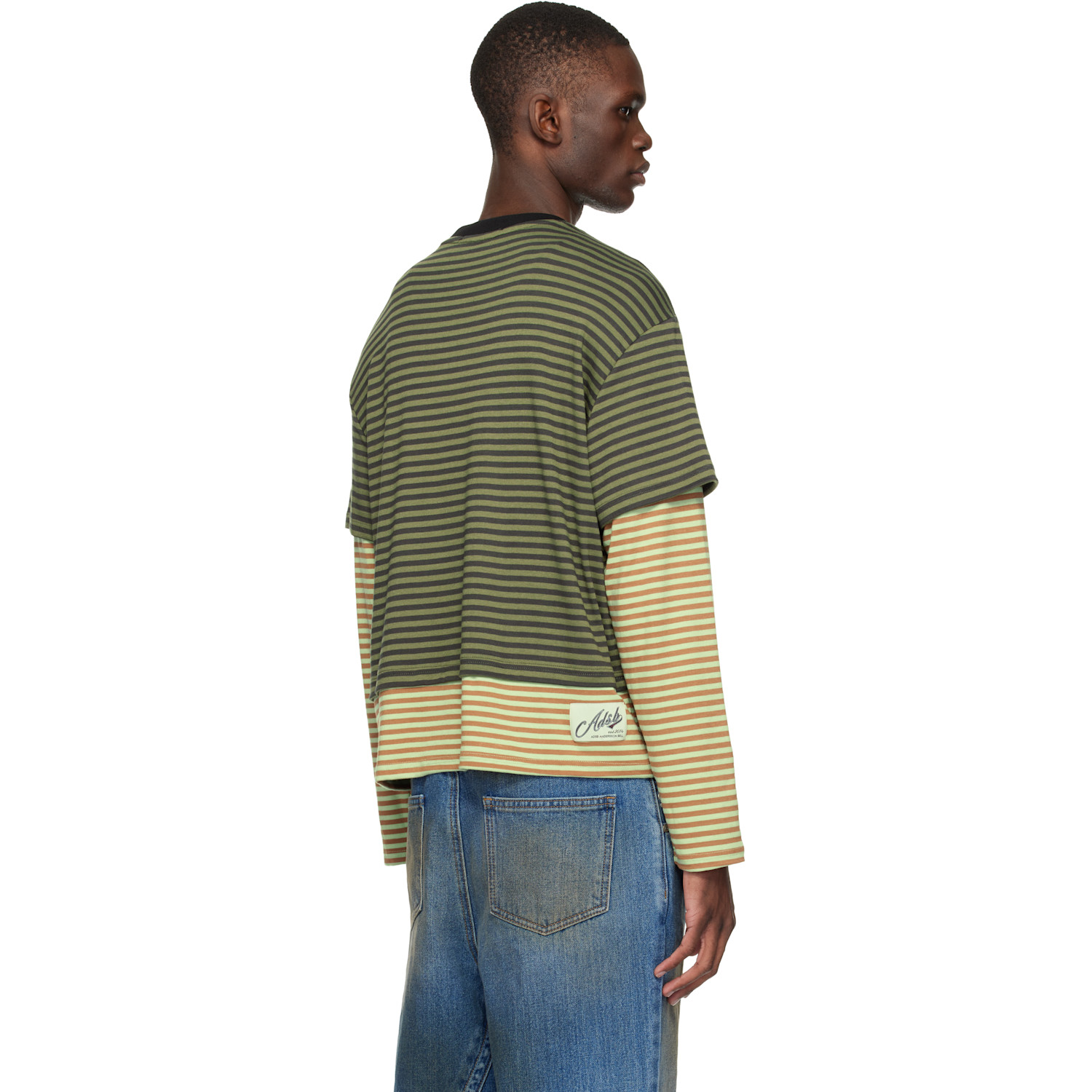  Andersson Bell Khaki Essential Heart Message Stripe Layered Ls T-shirt 
