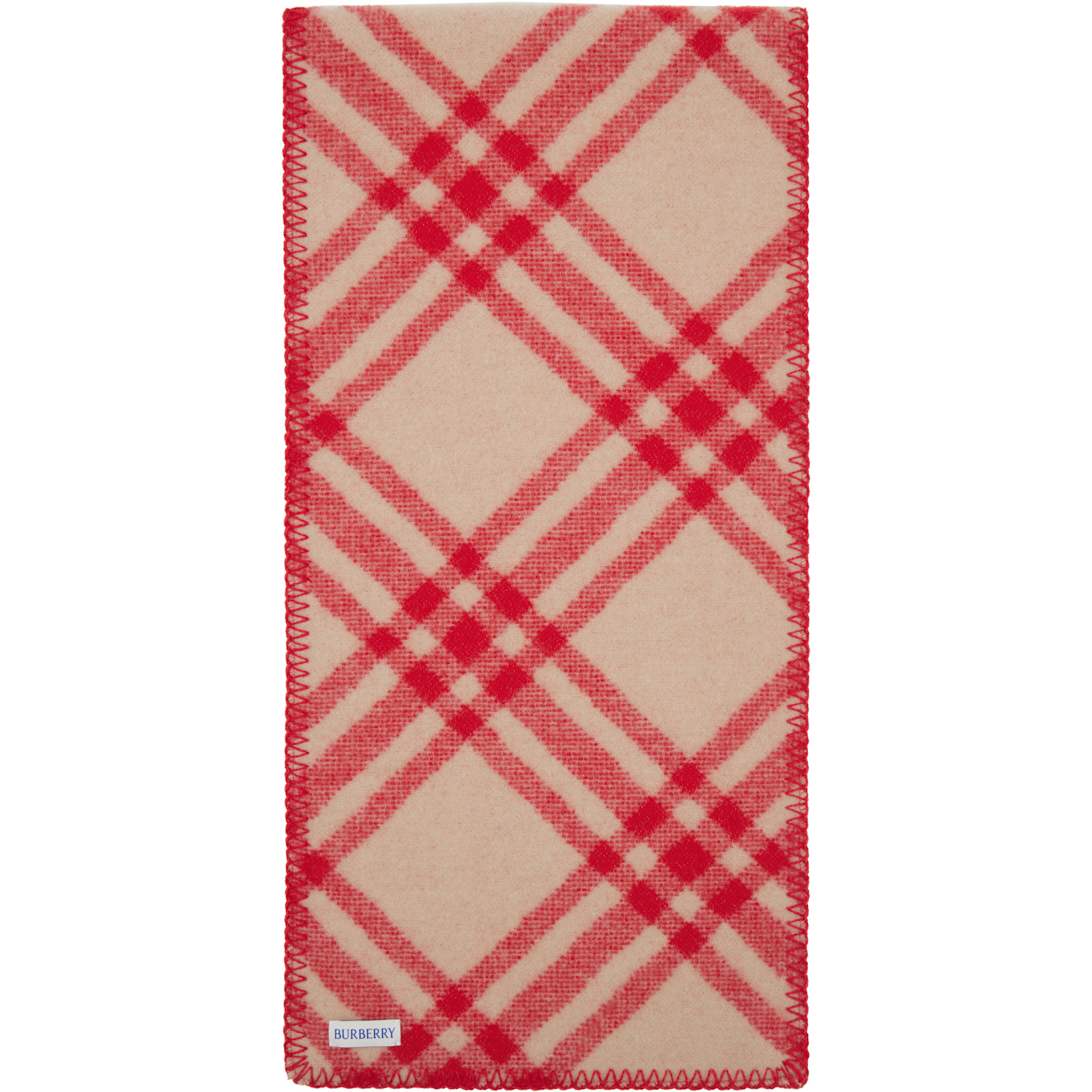  Burberry Red Check Wool Scarf 