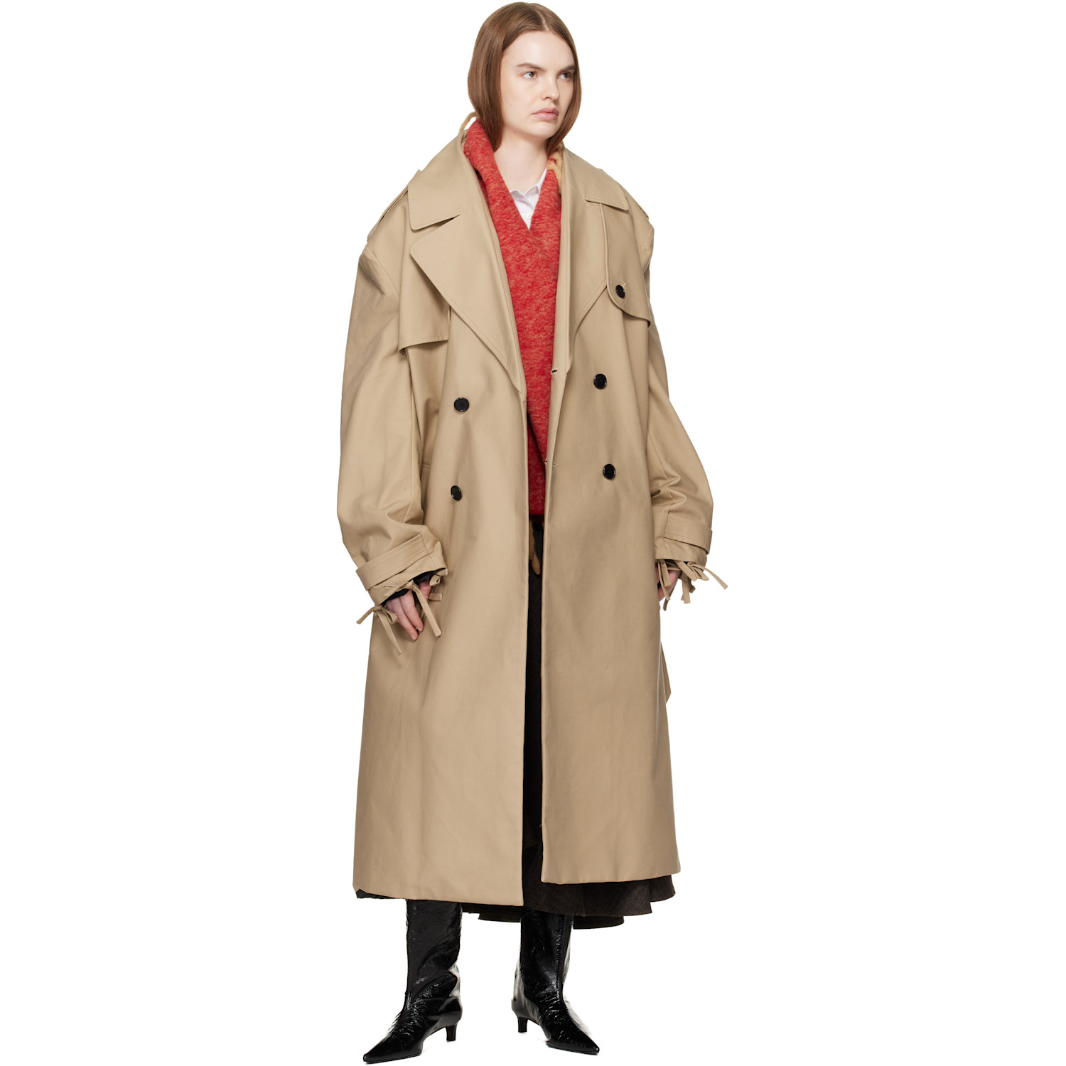 Burberry Red Alpaca Wool Blend Happy Scarf 