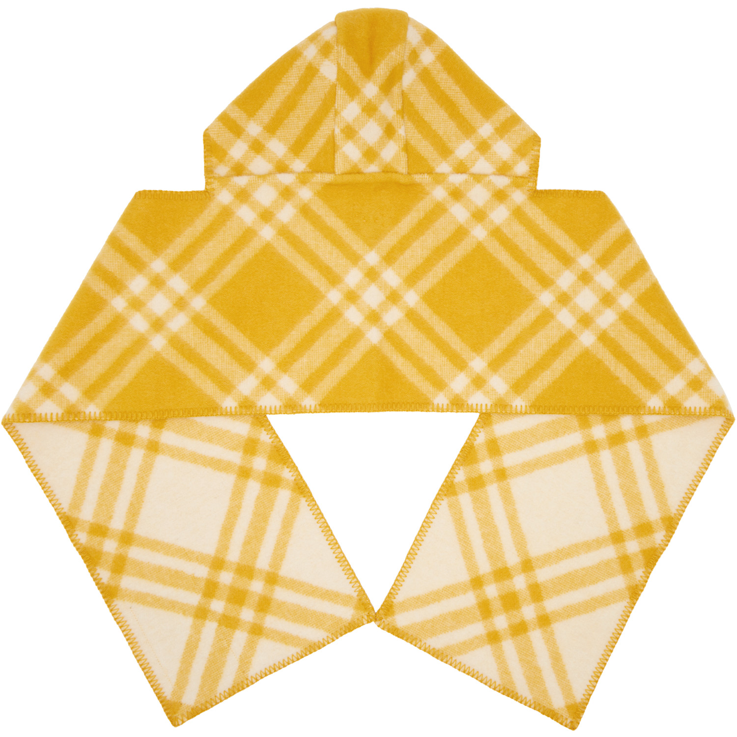  Burberry Yellow Check Wool Hooded Scarf 