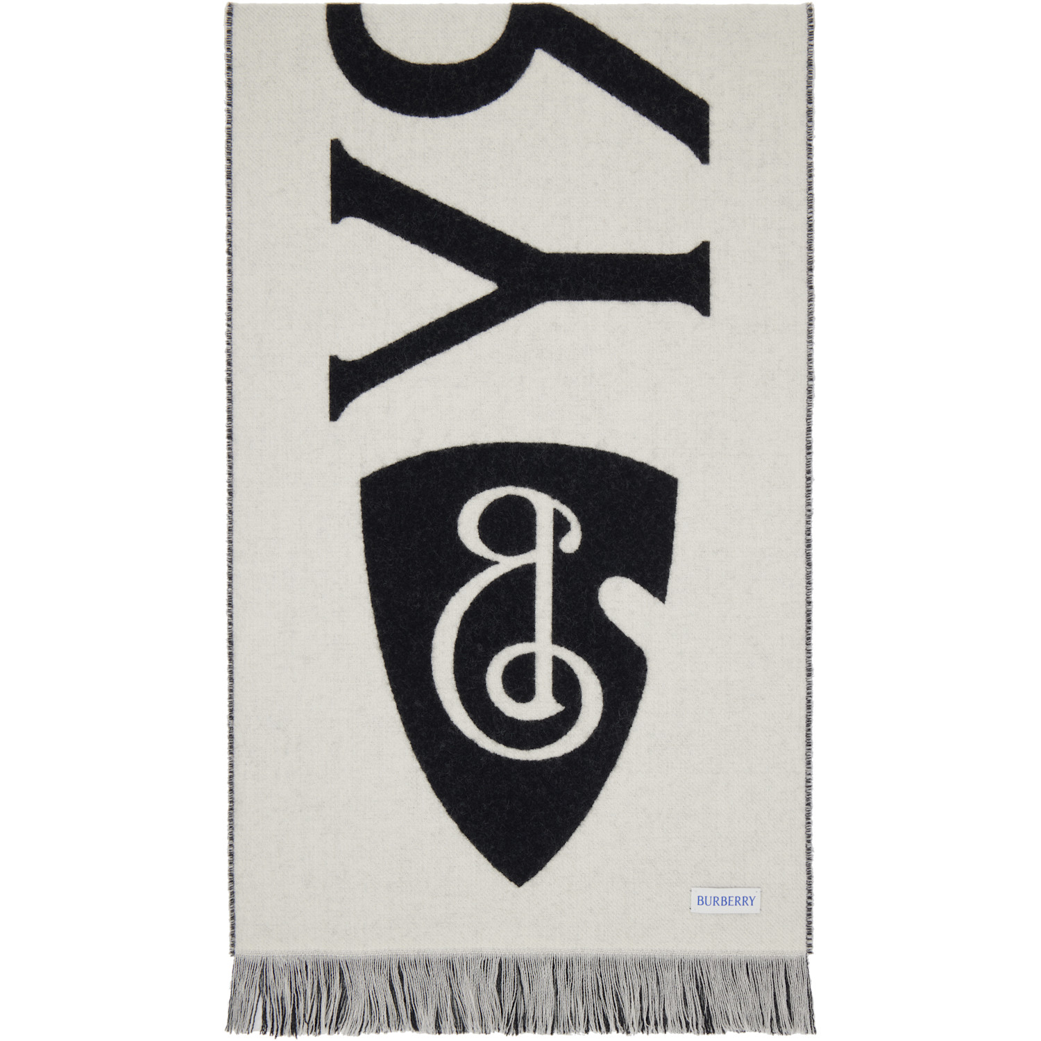  Burberry Black Logo Wool Scarf 
