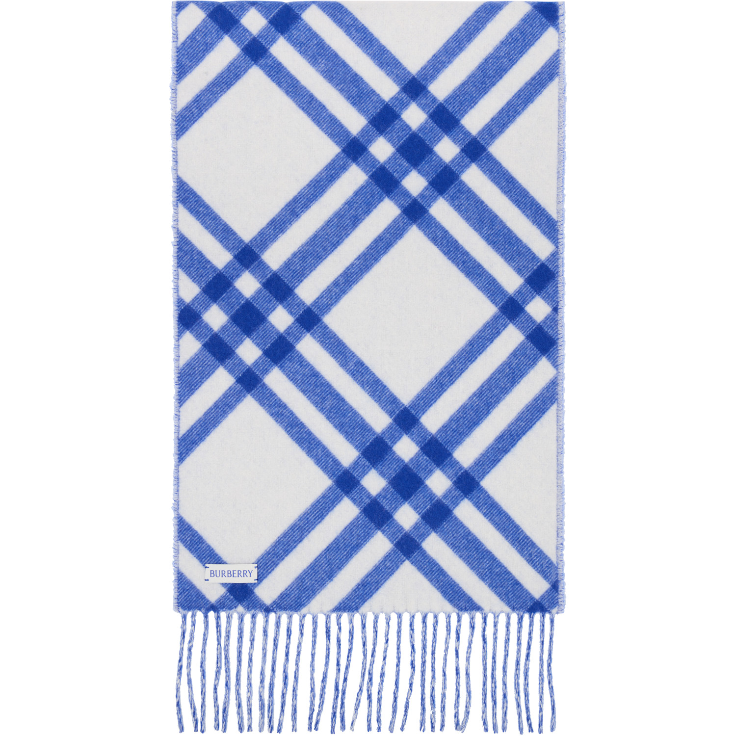  Burberry Blue & White Check Cashmere Scarf 