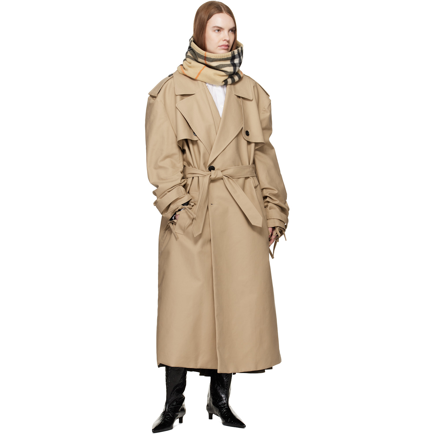  Burberry Beige Check Cashmere Snood 