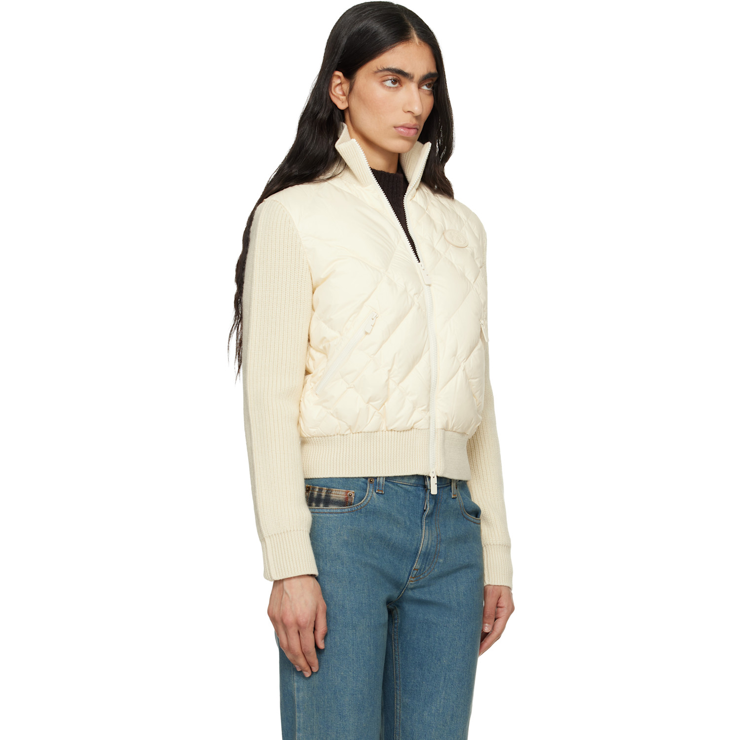  Burberry Off-white Check-stitch Nylon & Wool Jacket 