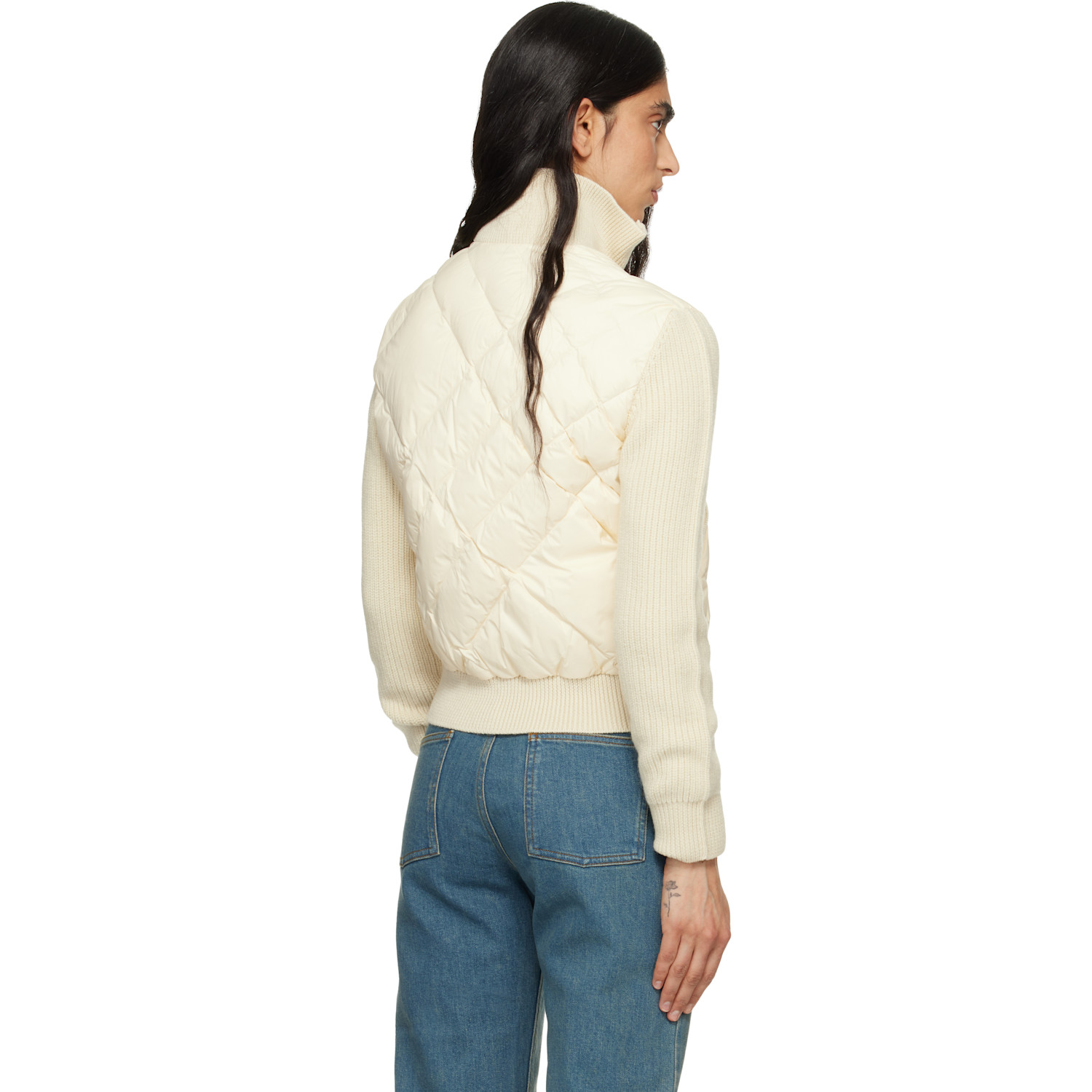  Burberry Off-white Check-stitch Nylon & Wool Jacket 