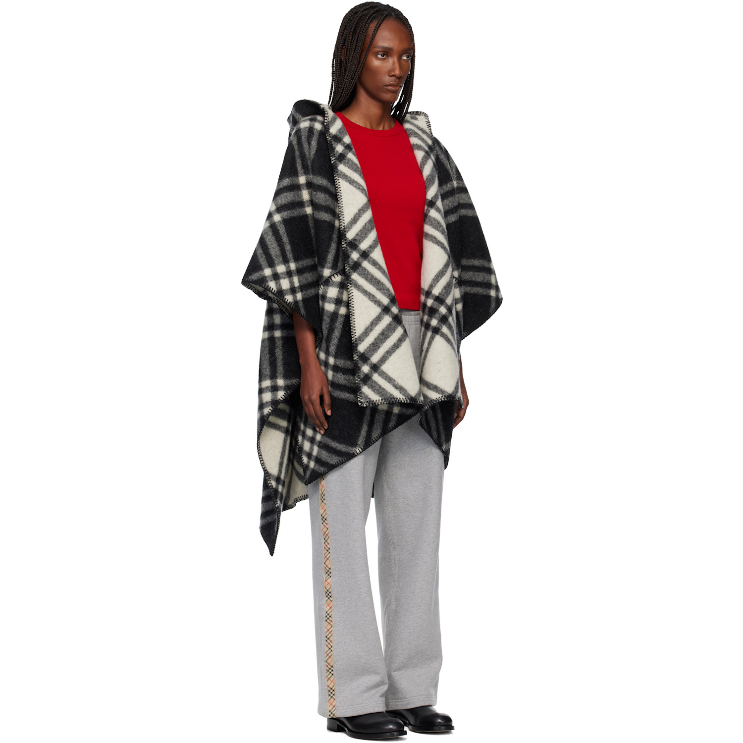  Burberry Black Check Wool Reversible Cape 