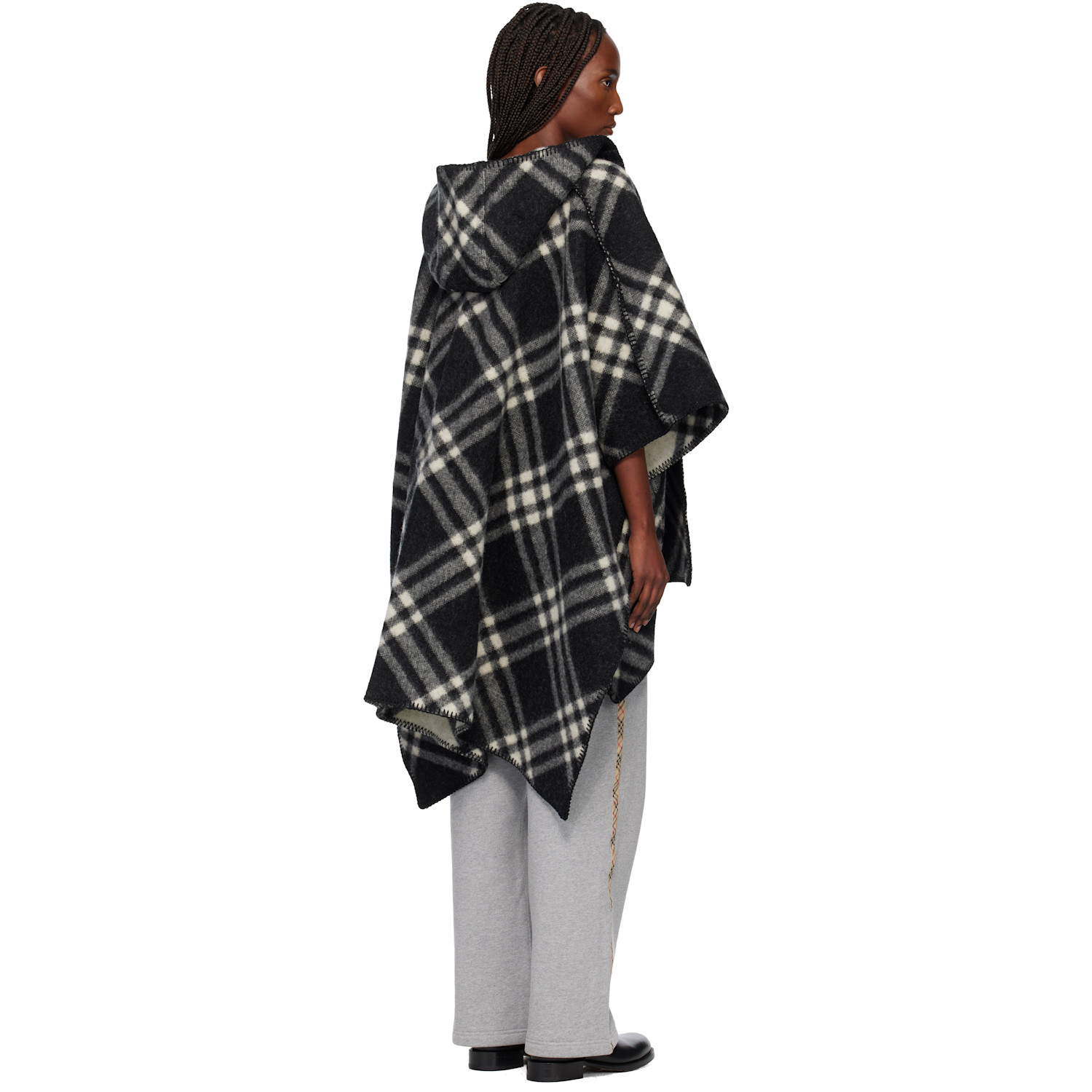  Burberry Black Check Wool Reversible Cape 