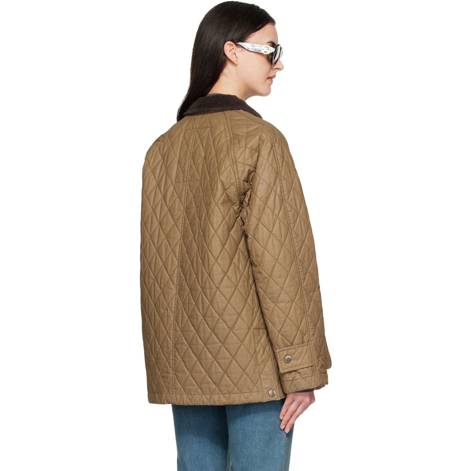  Burberry Beige Quilted Coated Cotton Barn Jacket 