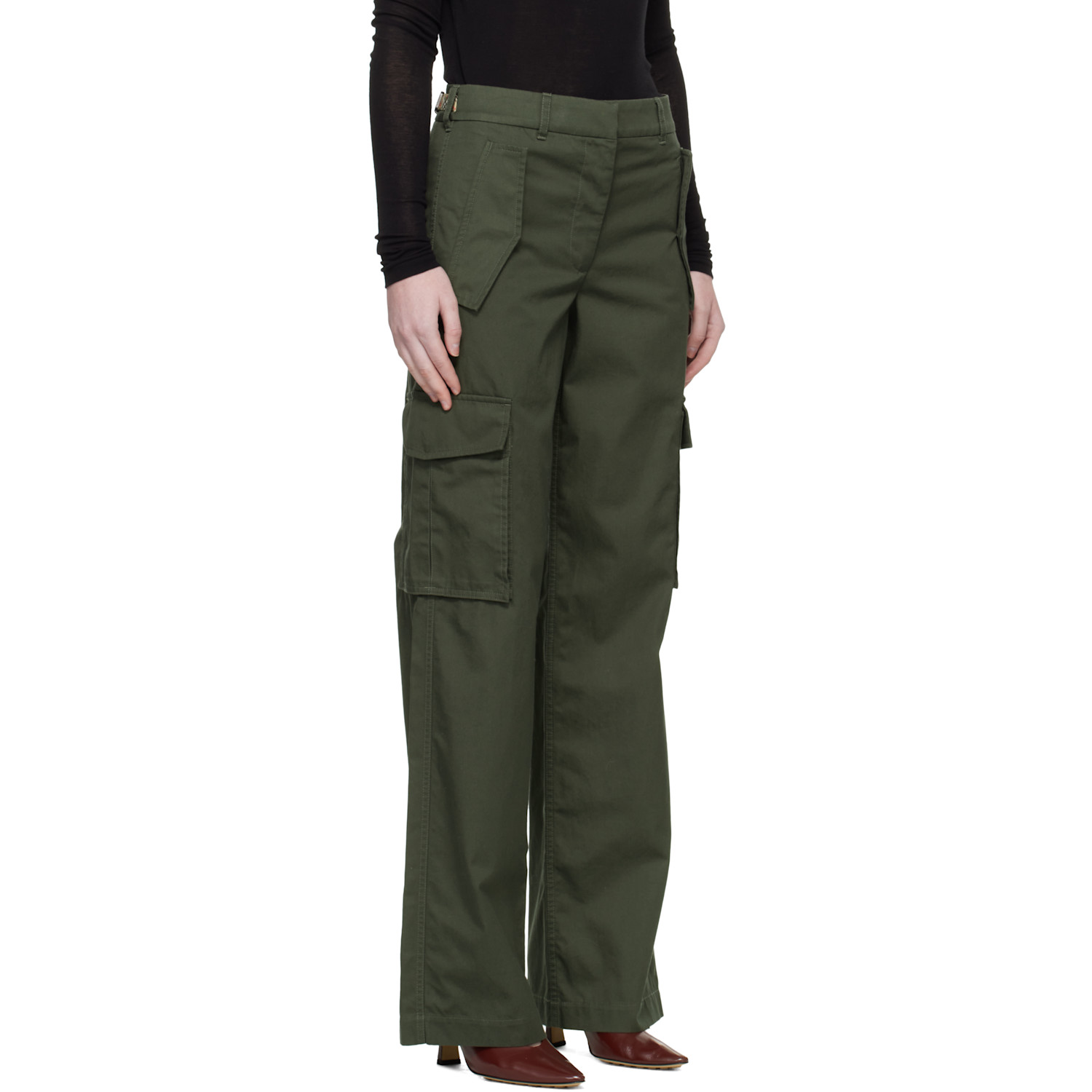  Burberry Khaki Check Trim Gabardine Cargo Pants 
