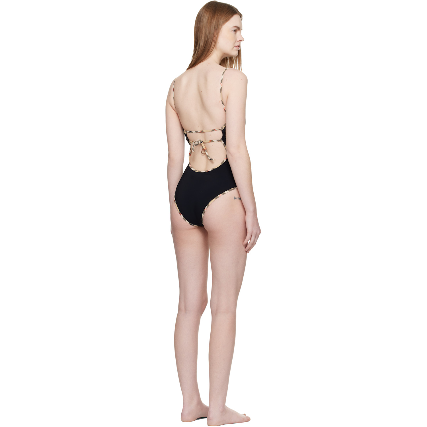  Burberry Black Check Trim Swimsuit 