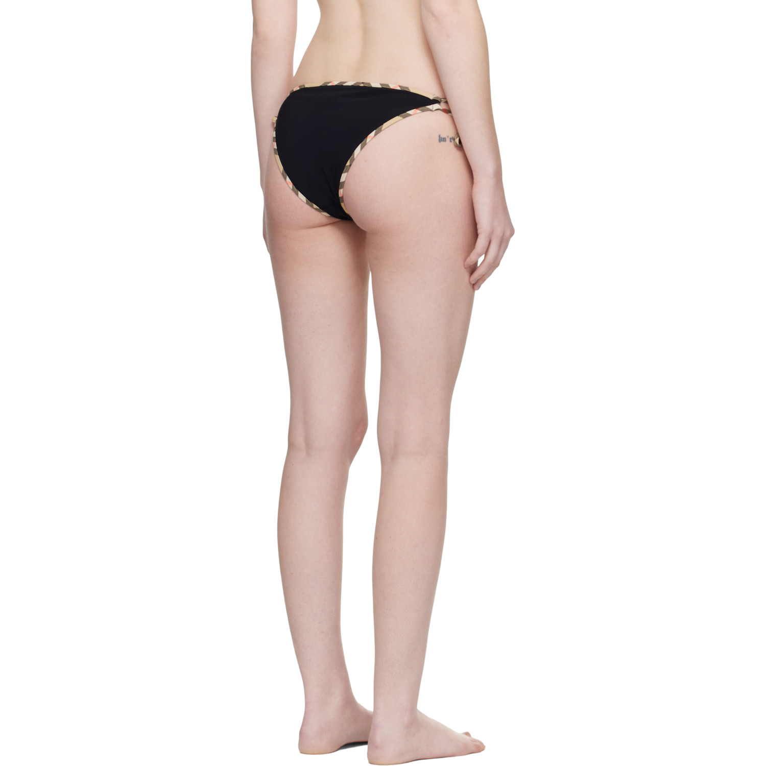  Burberry Black Check Trim Bikini Bottom 