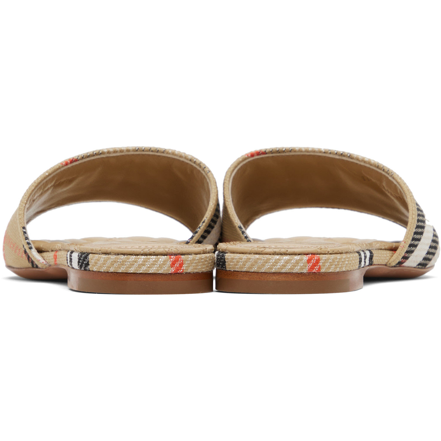  Burberry Tan Check Sloane Slides 