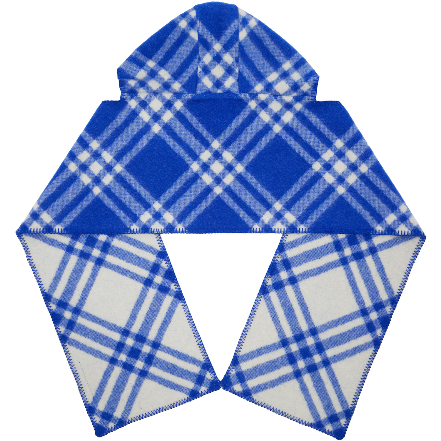  Burberry Navy Check Hooded Scarf 