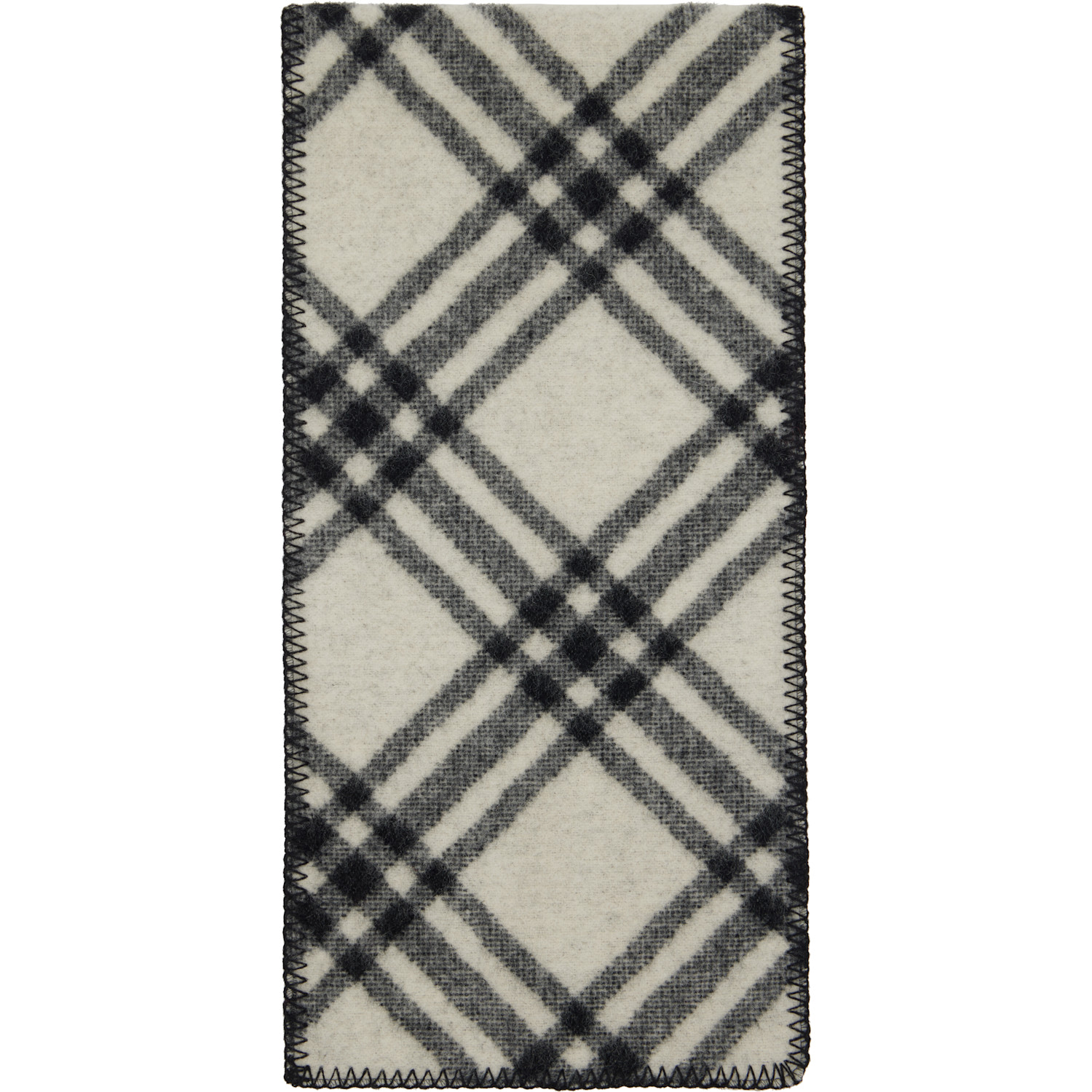 Burberry Black Check Wool Scarf 