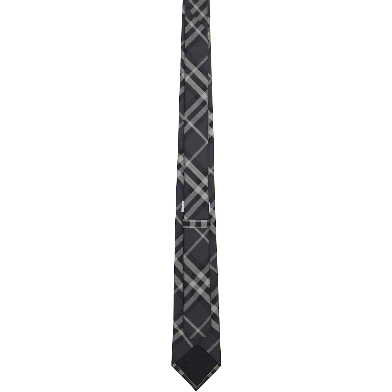  Burberry Gray Check Silk Tie 