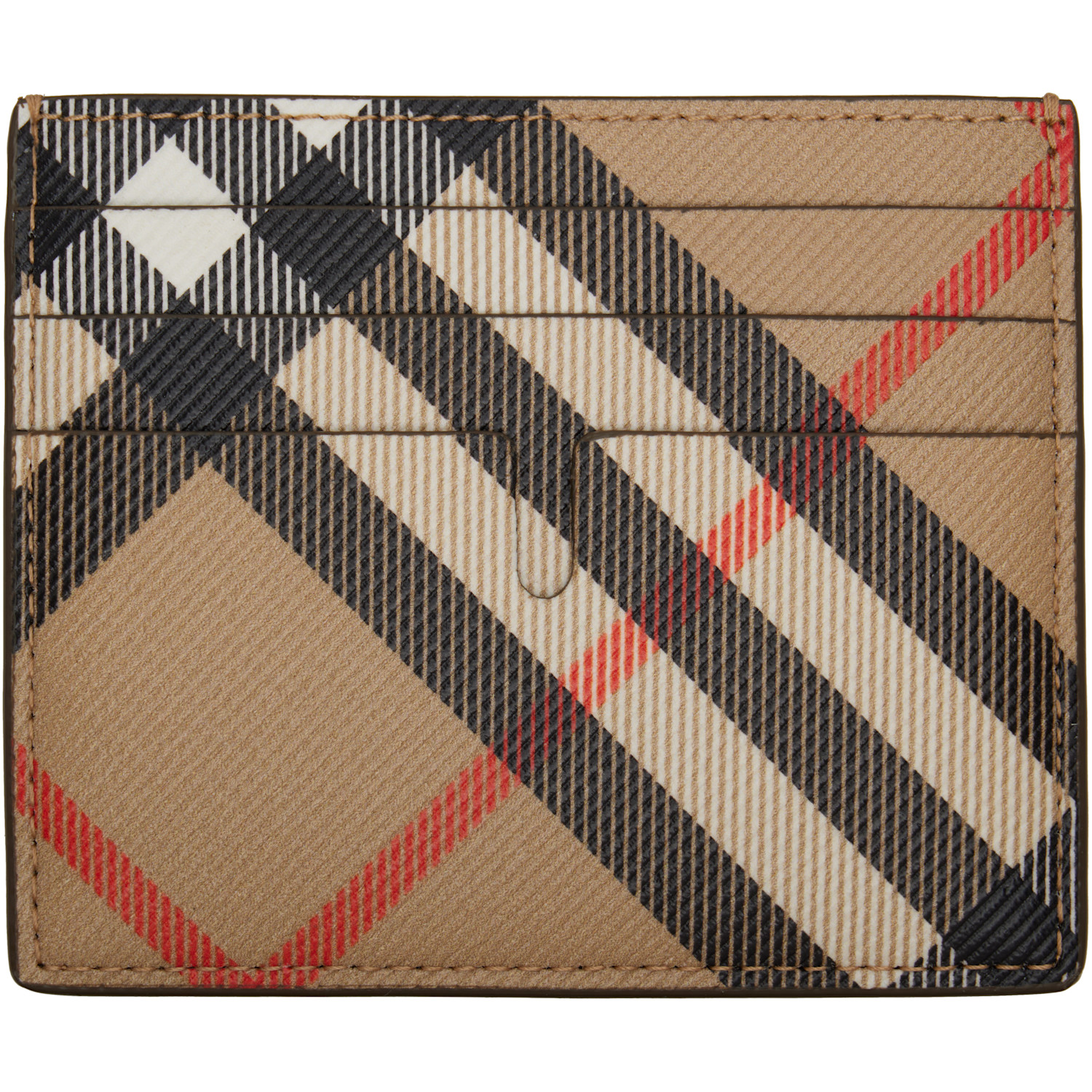  Burberry Beige Tall Check Card Holder 