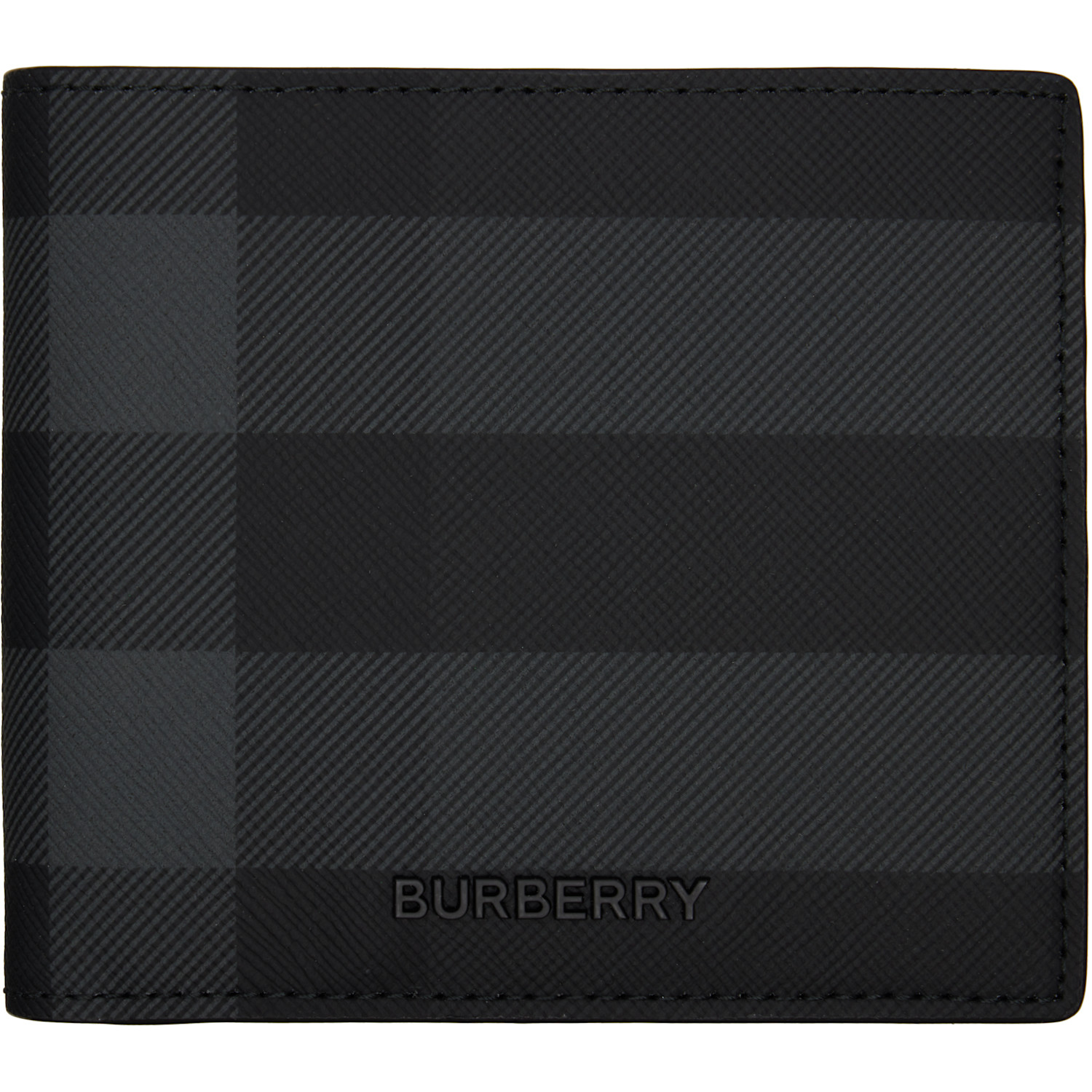 Burberry Black & Gray Check Slim Bifold Wallet