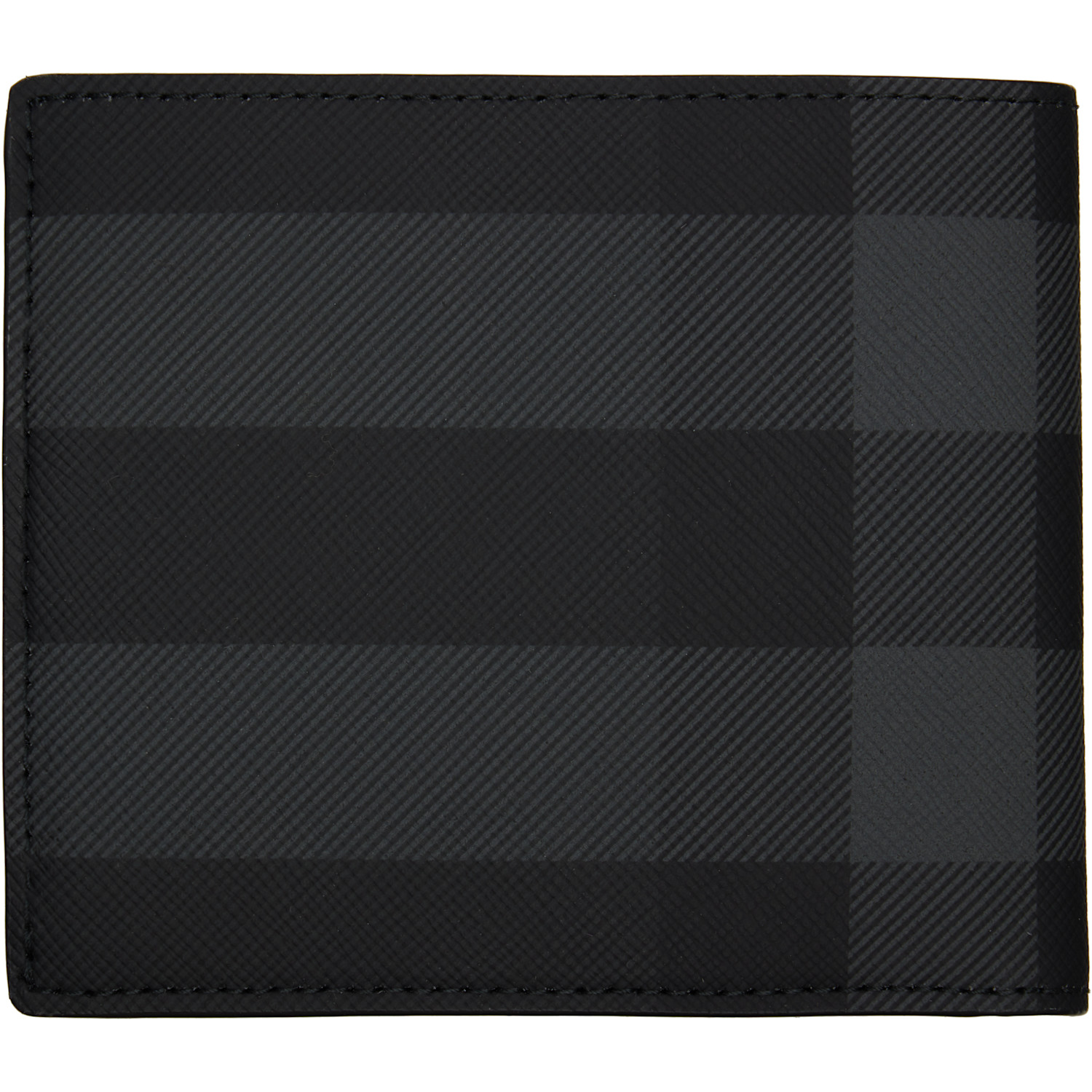  Burberry Black & Gray Check Slim Bifold Wallet 