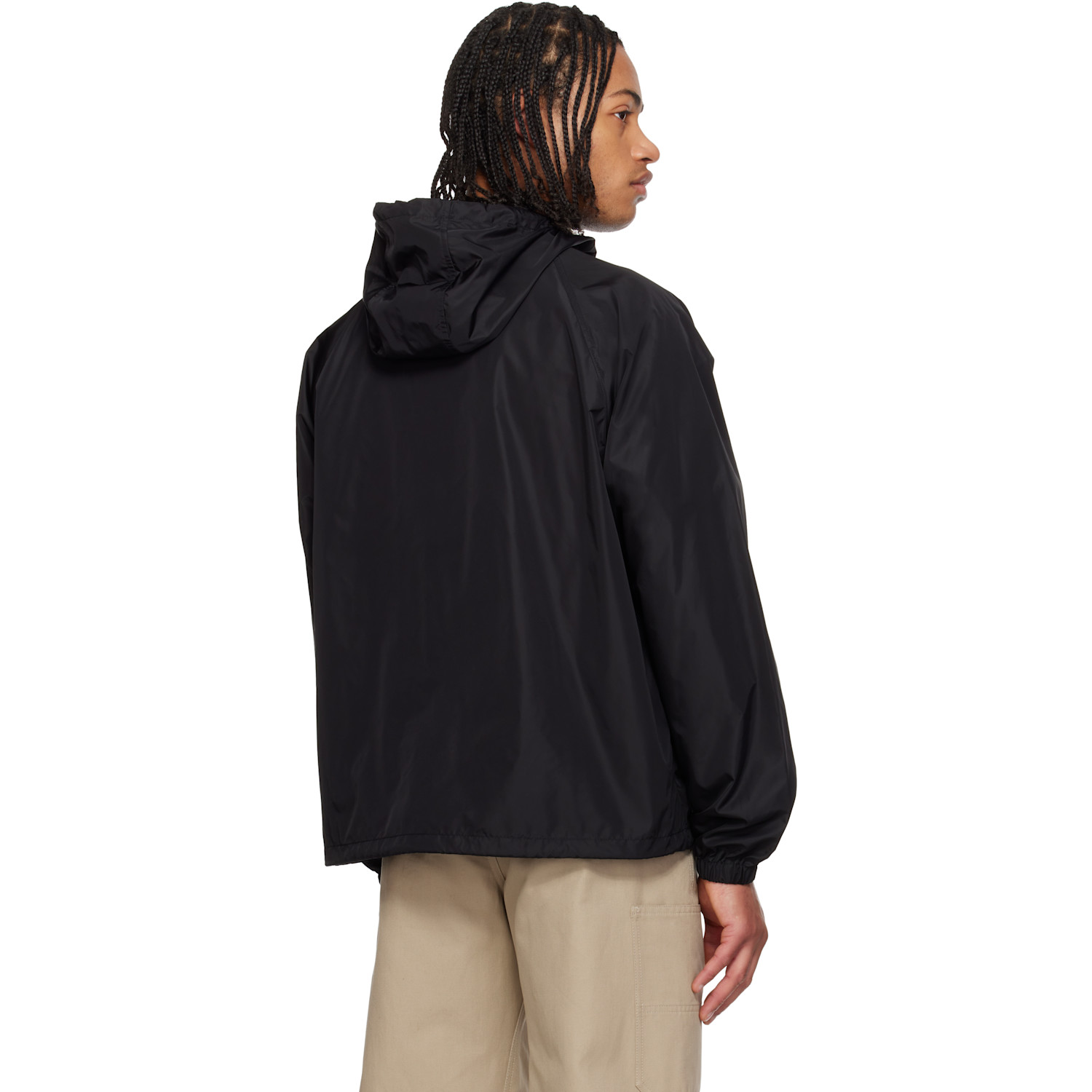  Burberry Black Checker-tape Nylon Hooded Jacket 