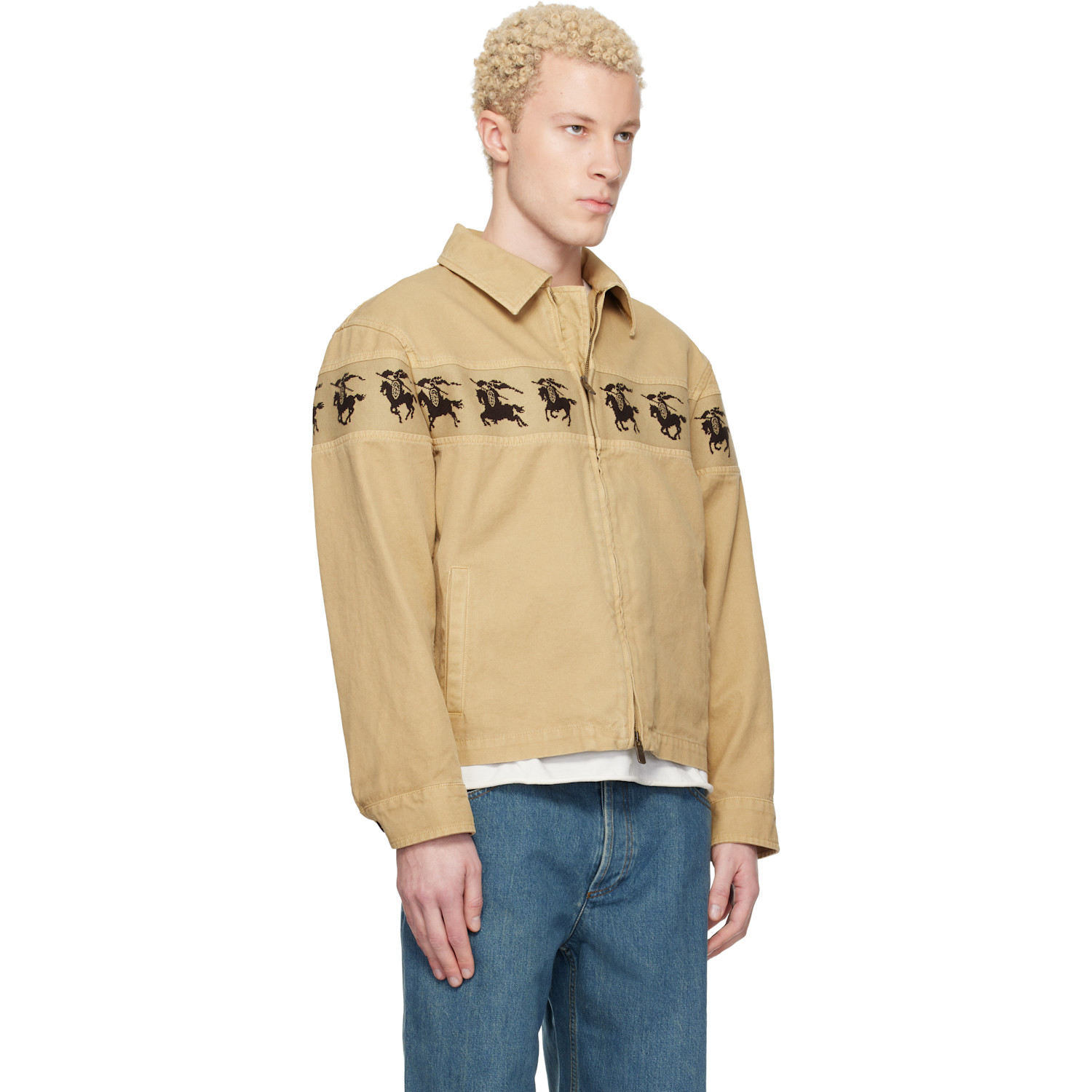  Burberry Beige Galloping Knight Cotton Canvas Jacket 