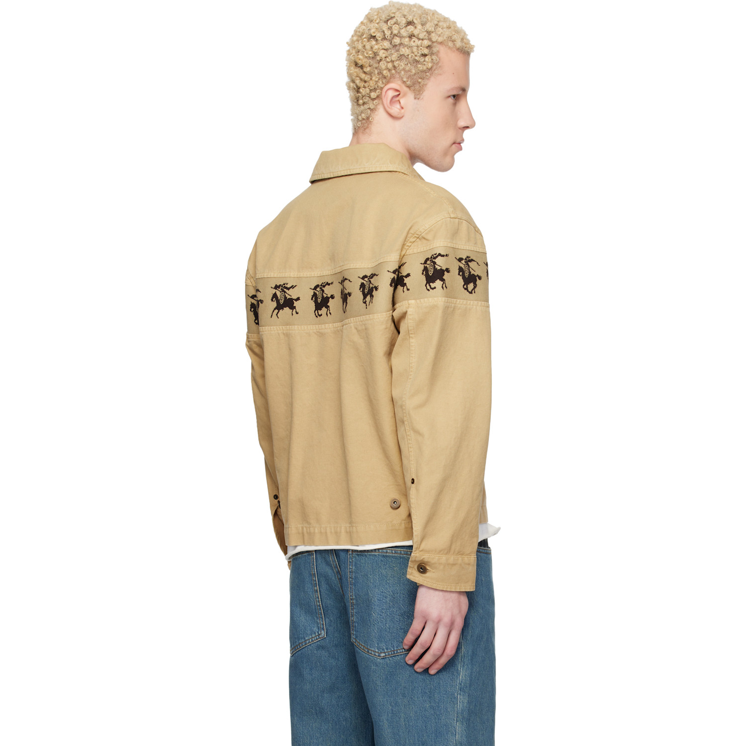  Burberry Beige Galloping Knight Cotton Canvas Jacket 