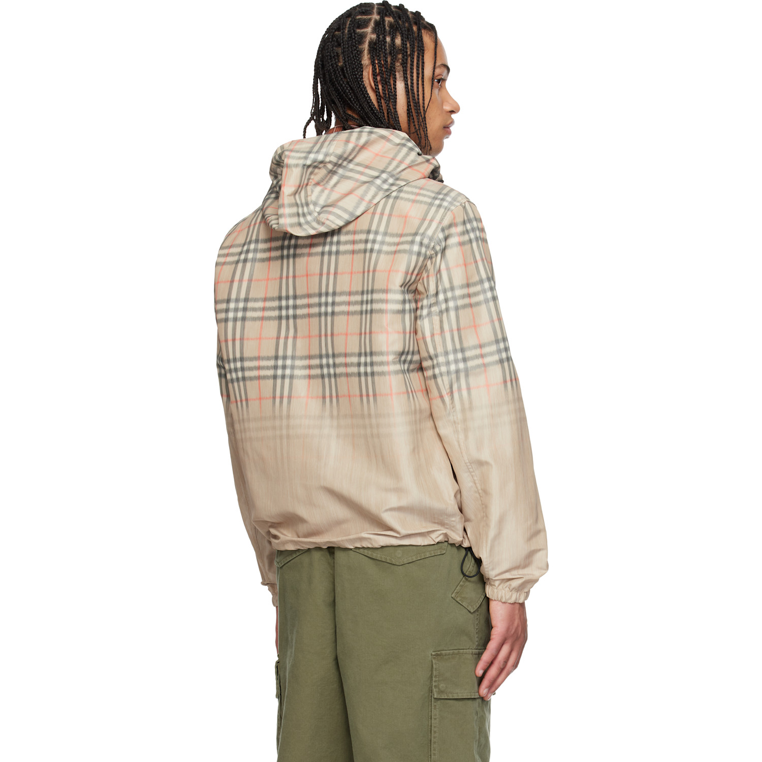  Burberry Beige Gradient Check Hooded Jacket 