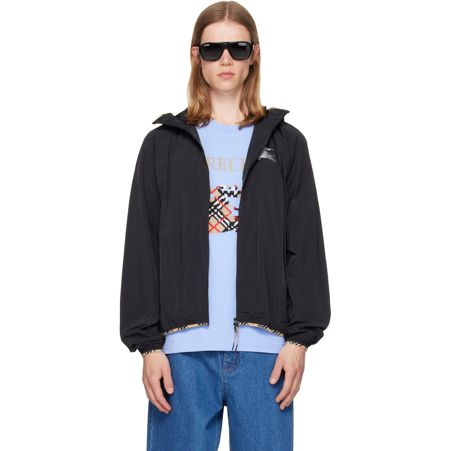 Burberry Black Nylon Hooded Jacket