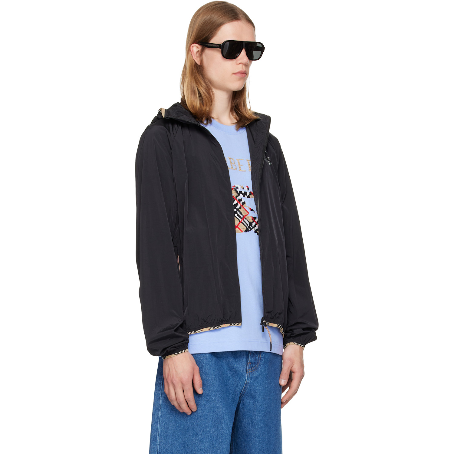  Burberry Black Nylon Hooded Jacket 