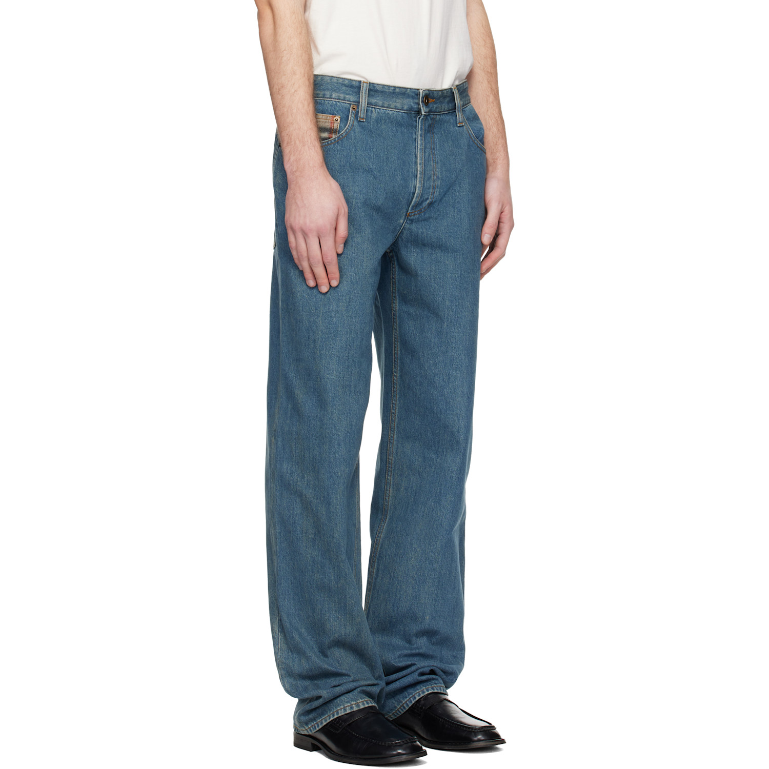  Burberry Blue Check Pocket Jeans 