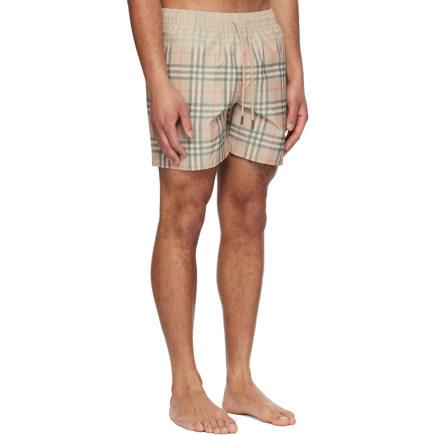  Burberry Beige Gradient Check Swim Shorts 