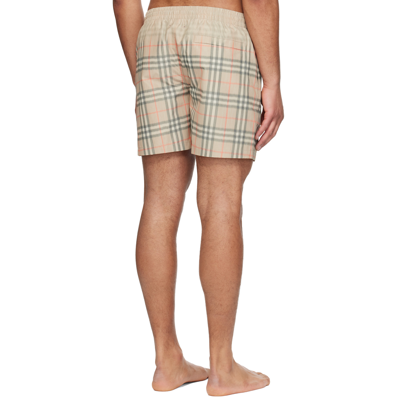  Burberry Beige Gradient Check Swim Shorts 
