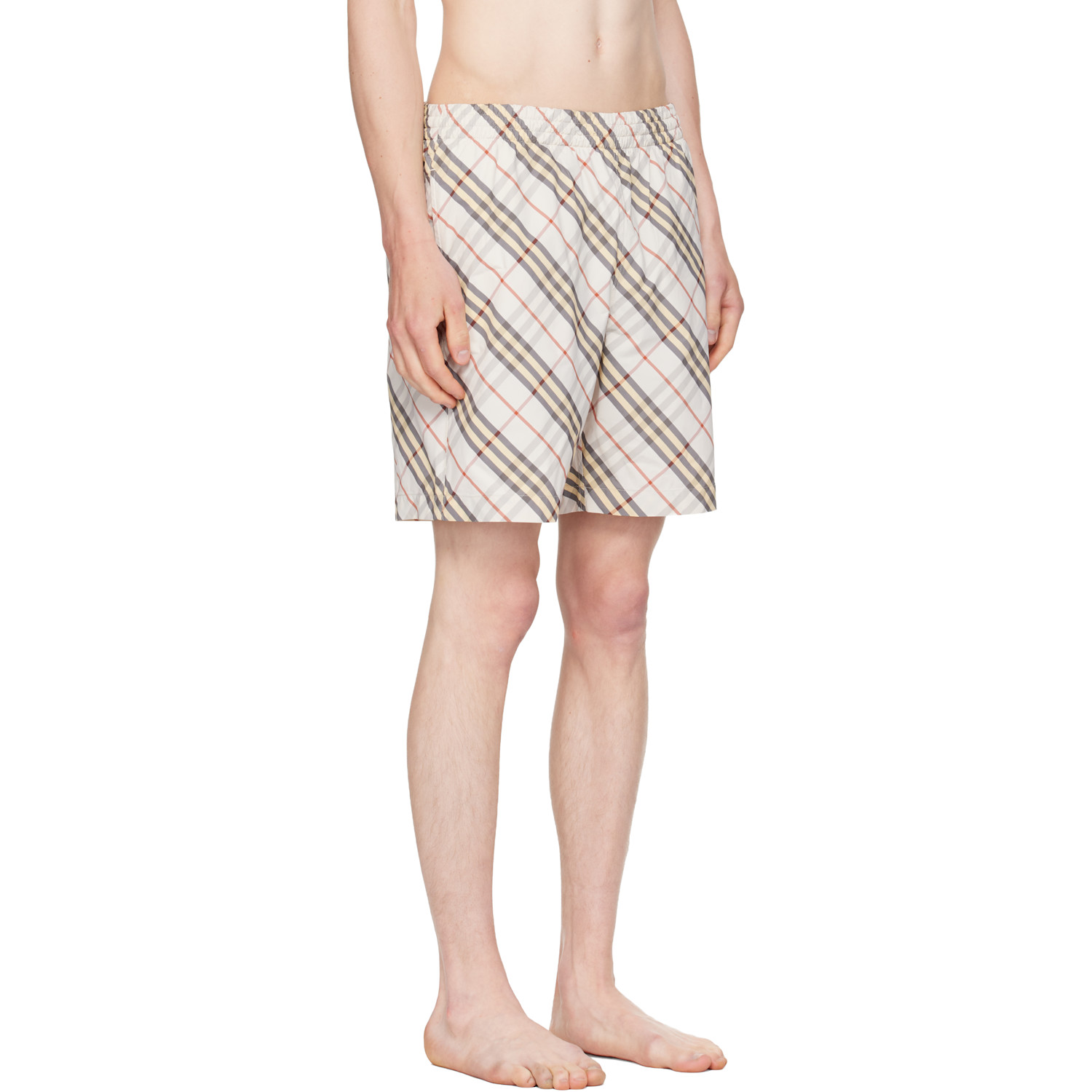  Burberry Beige Check Swim Shorts 