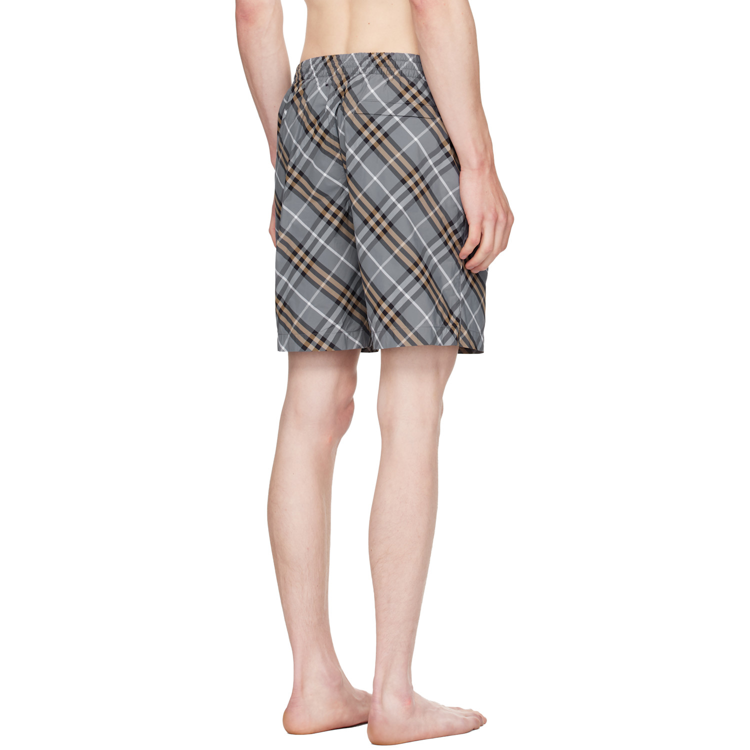  Burberry Gray Check Swim Shorts 