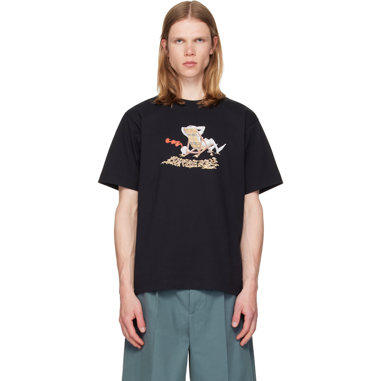 Burberry Black Beach Knight Cotton T-shirt