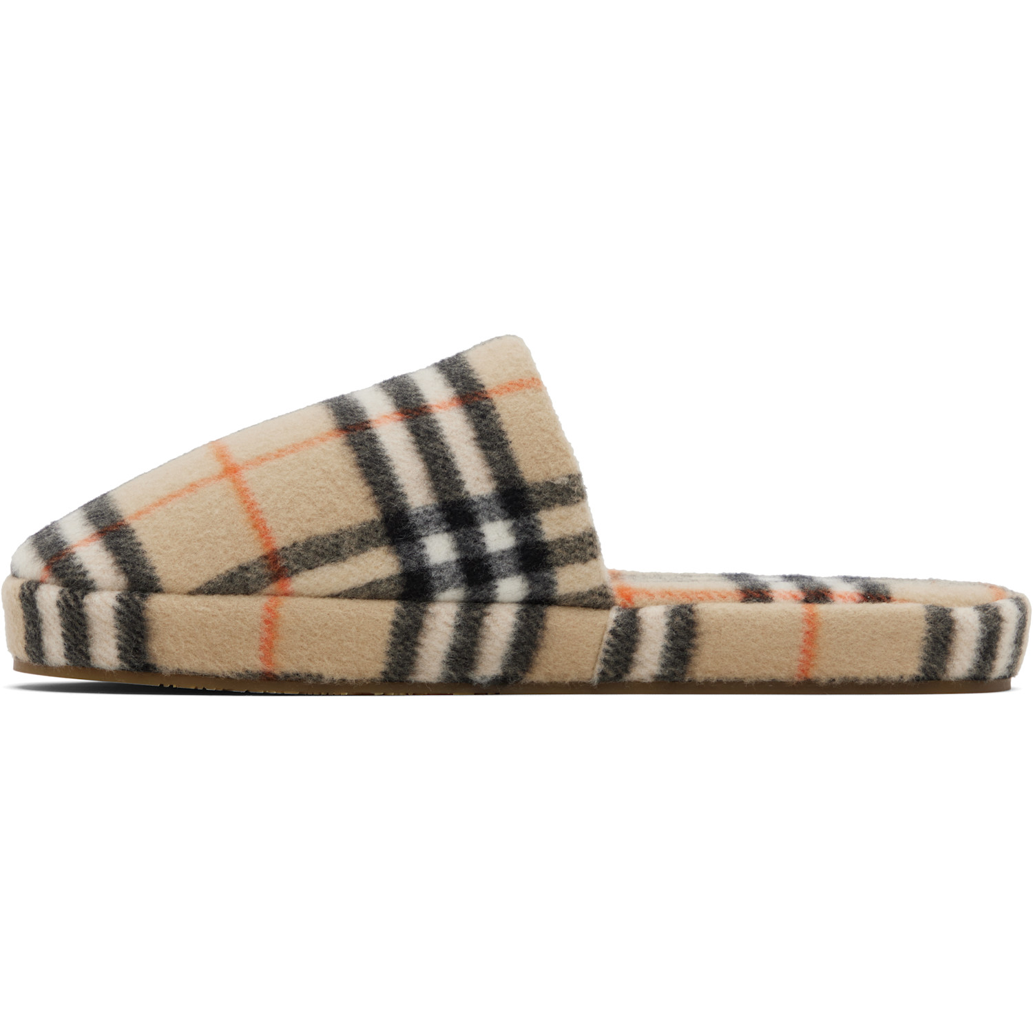  Burberry Tan Check Wool Blend Slippers 