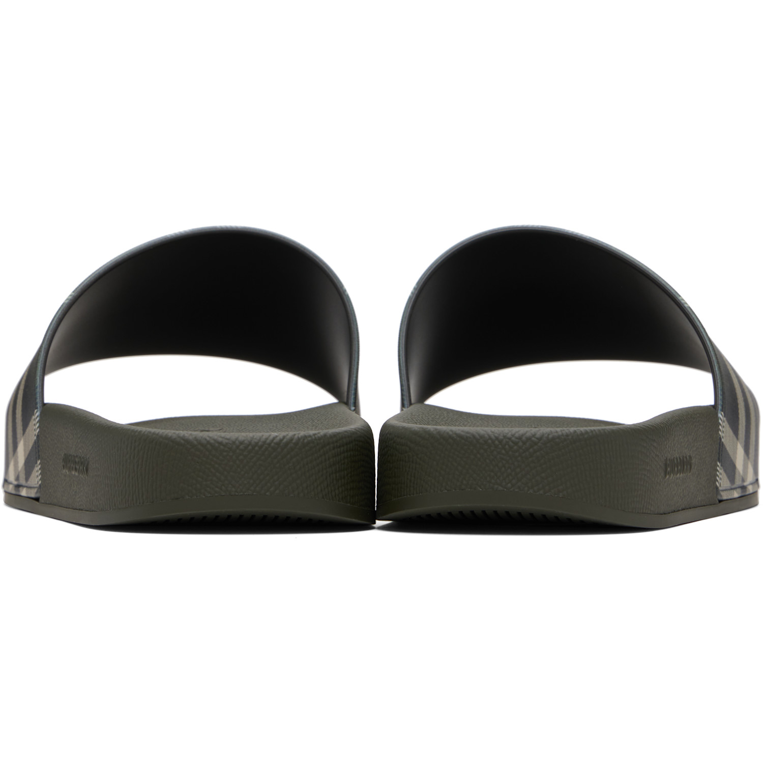  Burberry Green Check Slides 