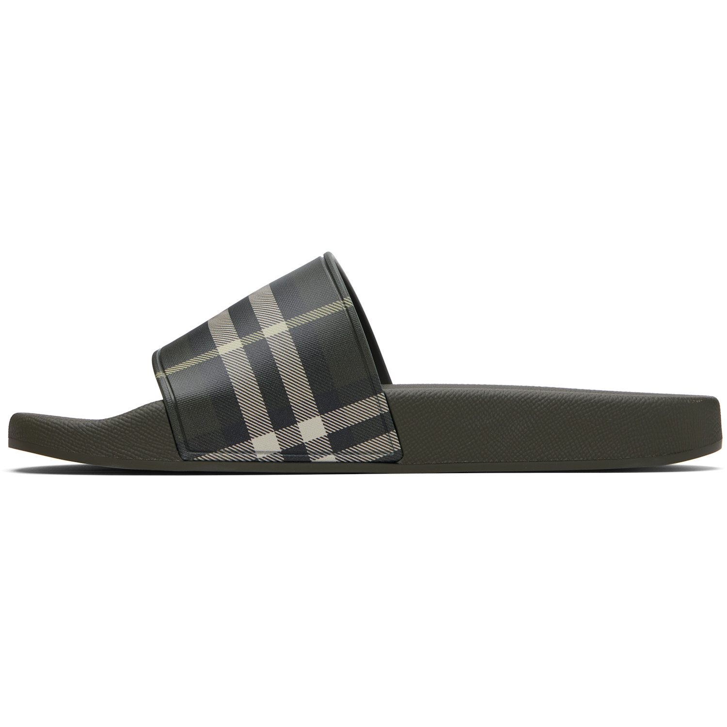  Burberry Green Check Slides 