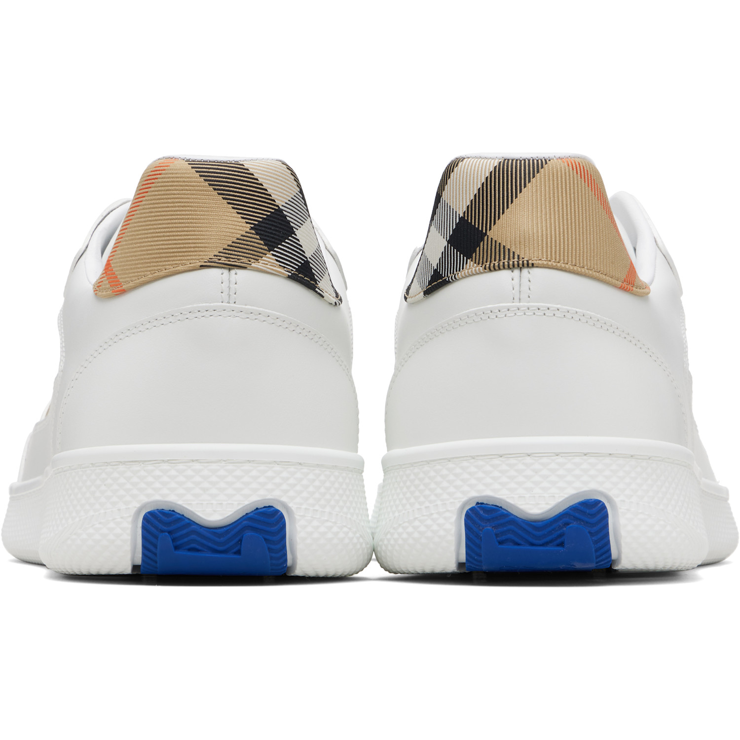  Burberry White Leather & Check Terrace Sneakers​ 