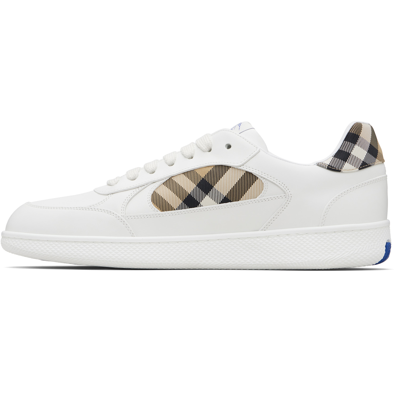  Burberry White Leather & Check Terrace Sneakers​ 