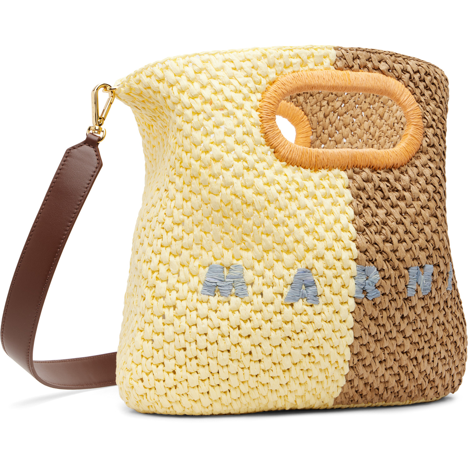  Marni Brown & Yellow Paper Raffia Seaside Bag 