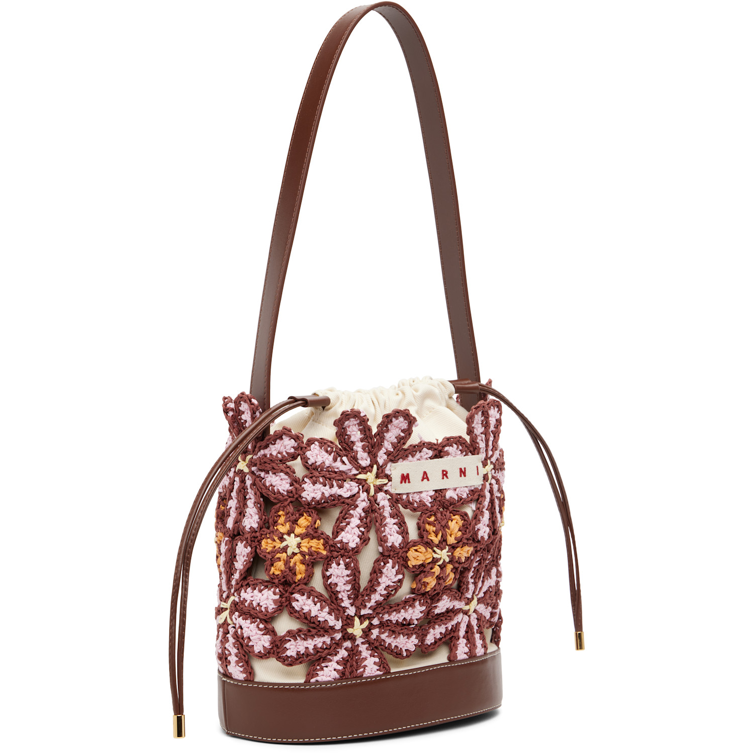  Marni Burgundy Flower Bucket Bag 