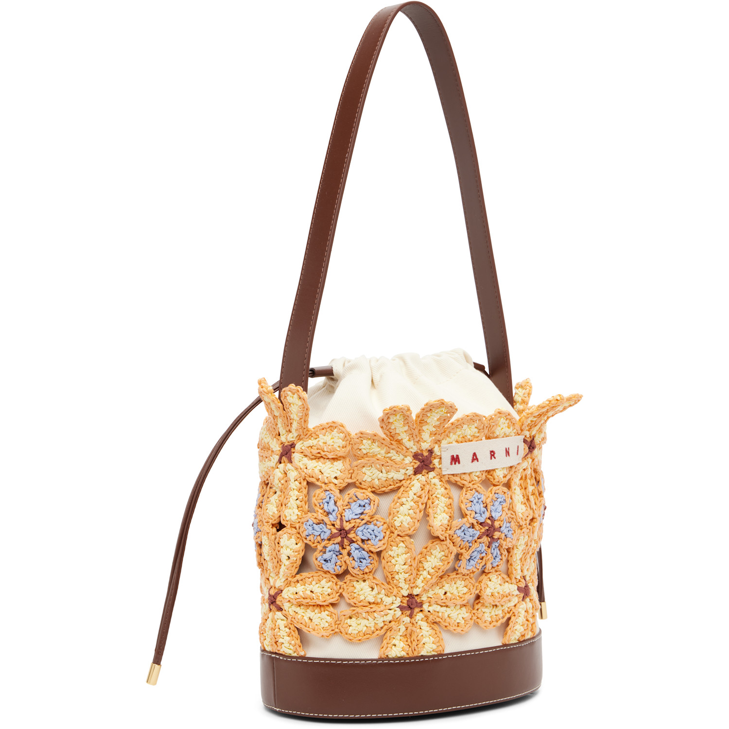  Marni Off-white & Orange Flower Bucket Bag 