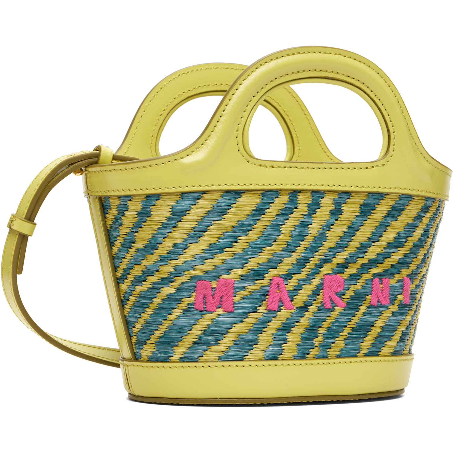  Marni Green Wavy Raffia-effect Tropicalia Micro Tote 