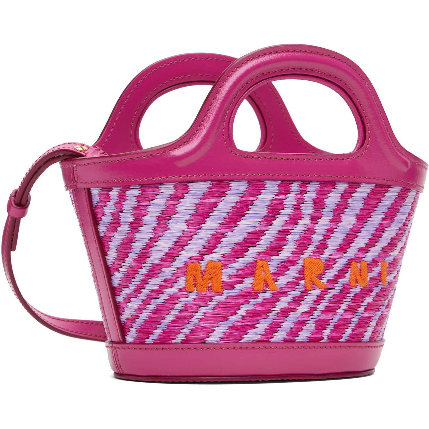  Marni Pink Wavy Raffia-effect Tropicalia Micro Tote 