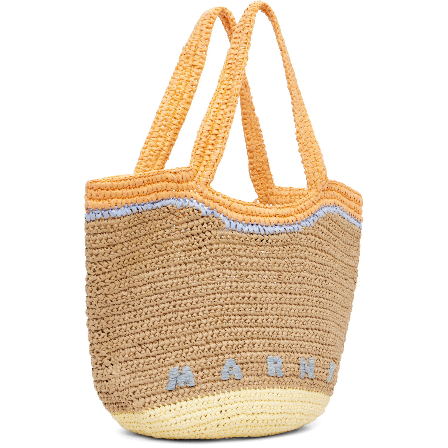  Marni Beige & Orange Paper Raffia Seaside Tote 