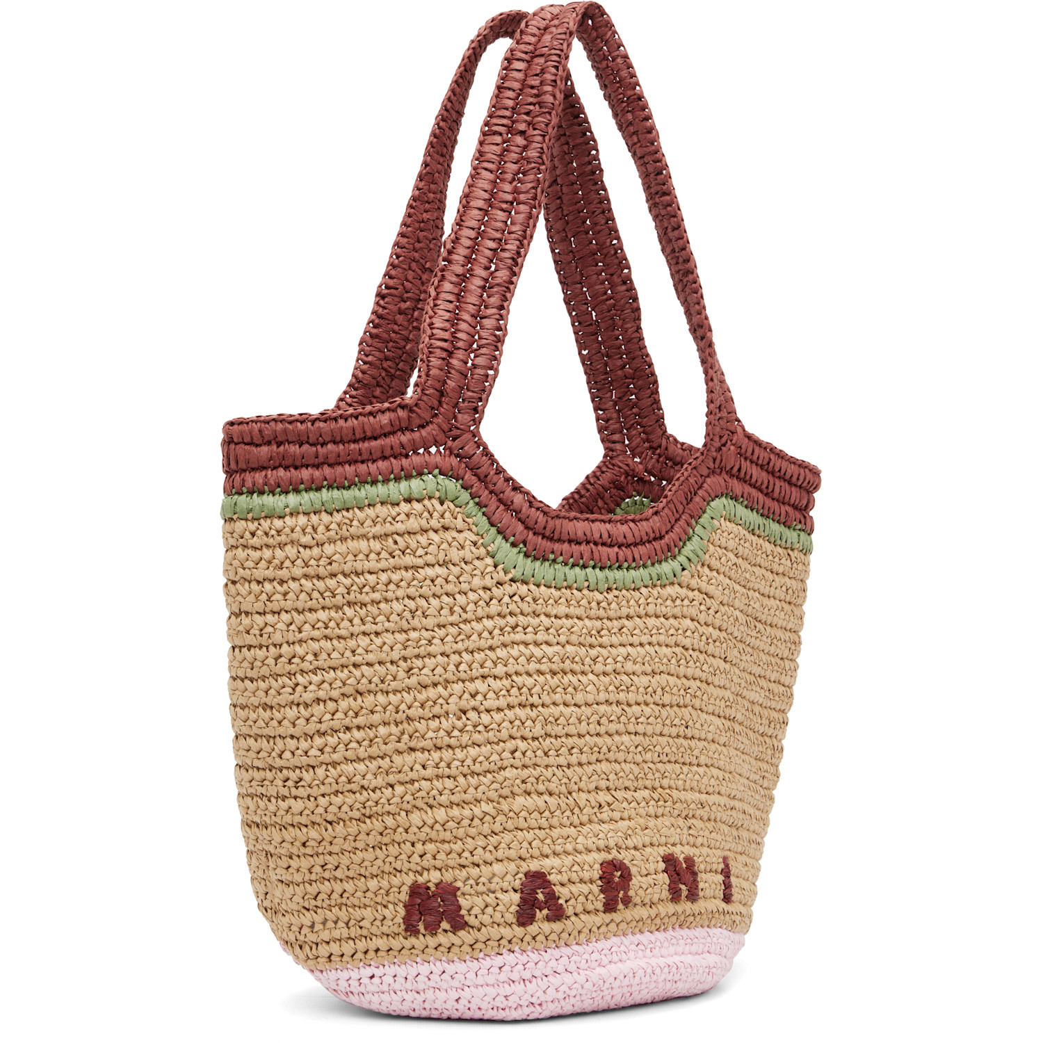  Marni Beige & Red Paper Raffia Seaside Tote 