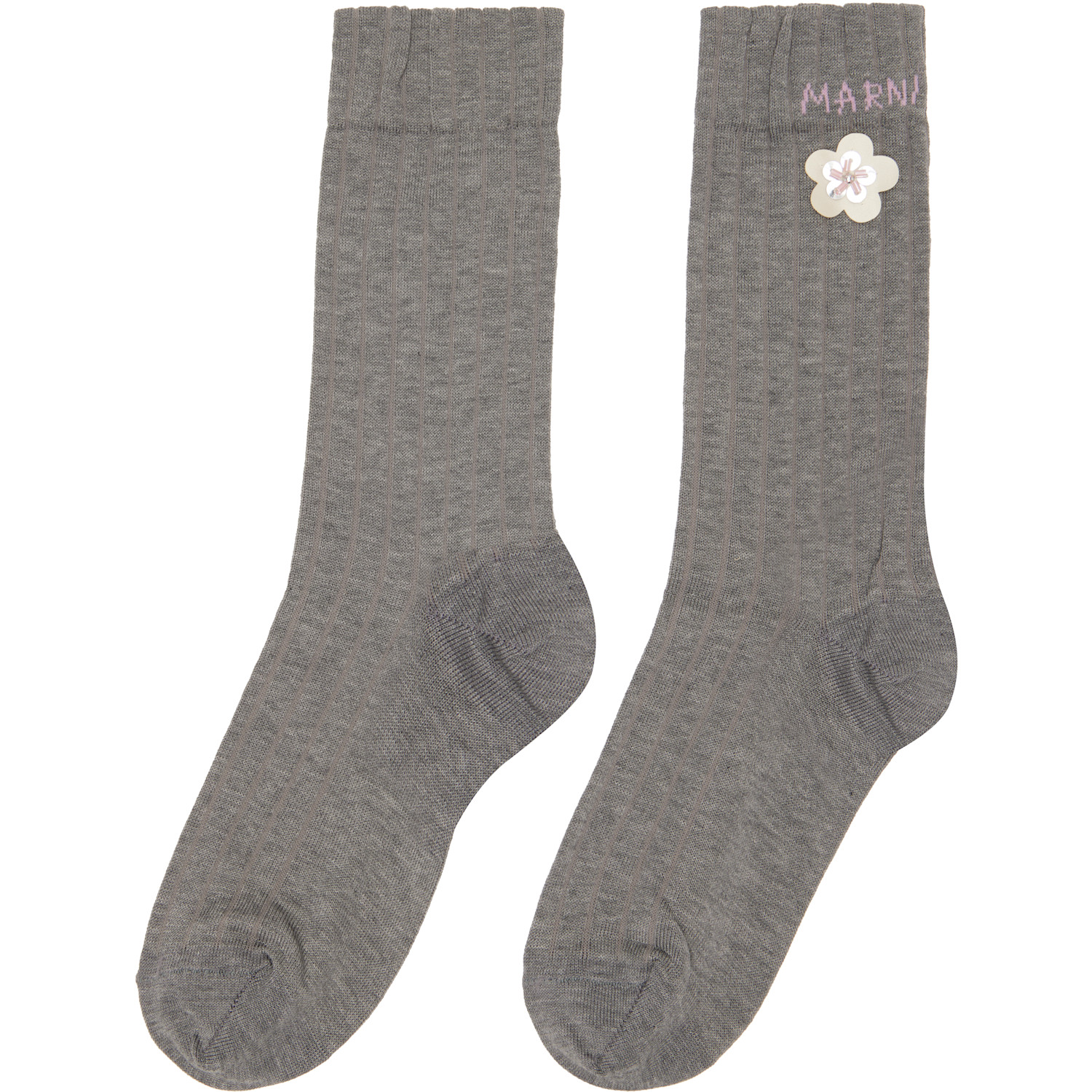  Marni Gray Daisy Applique Socks 